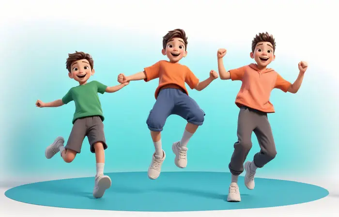 Joyful Happy Boys 3D Character Design Artwork Illustration